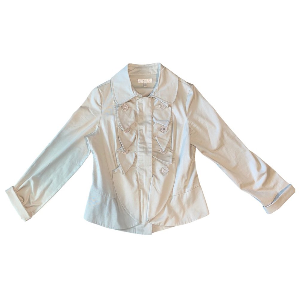 Kenar Women's Blazer Tan Beige Pleated Button Coat